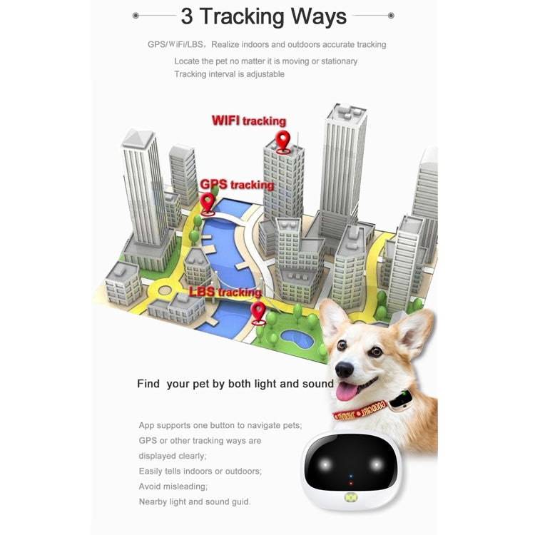 RF-V43 B Style IP67 Waterproof GPS + LBS + WiFi Pet Locator Pet Collar Tracking Device For North America/South America(Black) - Pet Tracker by PMC TechLife | Online Shopping South Africa | PMC TechLife | Buy Now Pay Later Mobicred