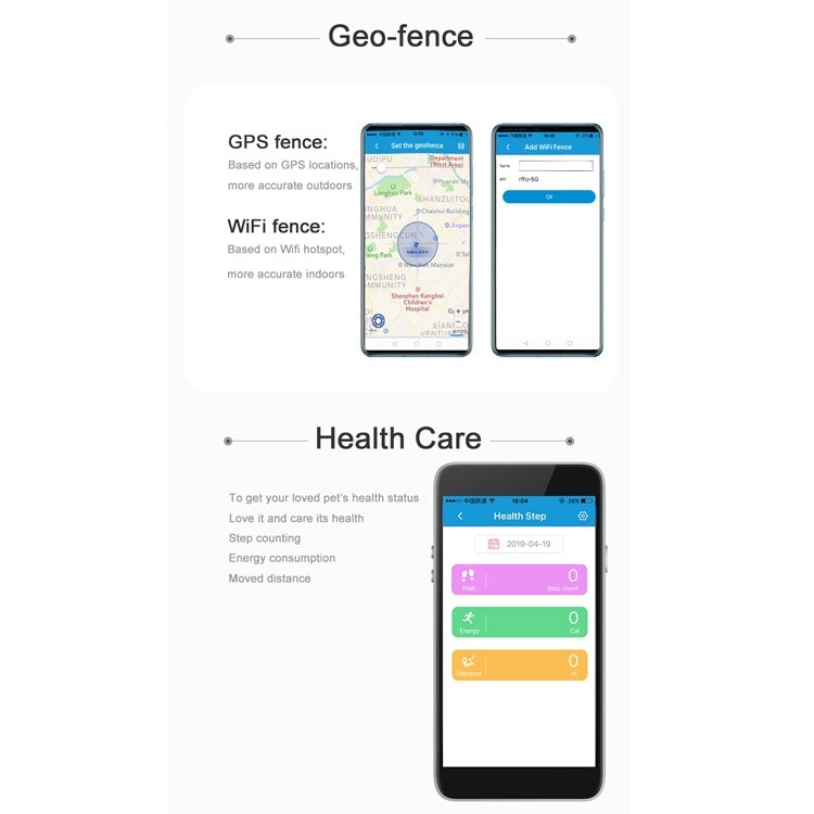 RF-V43 B Style IP67 Waterproof GPS + LBS + WiFi Pet Locator Pet Collar Tracking Device For North America/South America(Black) - Pet Tracker by PMC TechLife | Online Shopping South Africa | PMC TechLife | Buy Now Pay Later Mobicred