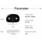 RF-V43 B Style IP67 Water-resistant GPS + LBS + WiFi Pet Locator Pet Collar Tracking Device For North America/South America(Black)