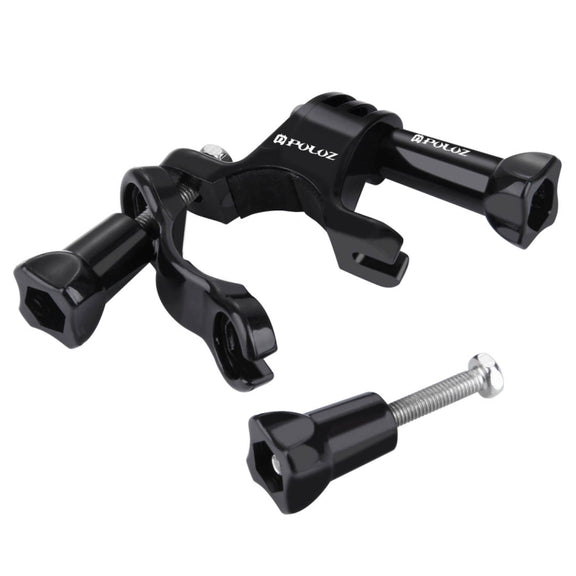 PULUZ Universal Bike Motorcycle Handlebar Mount with Screw for PULUZ Action Sports Cameras Jaws Flex Clamp Mount for GoPro, Insta360, DJI and Other Action Cameras(Black)