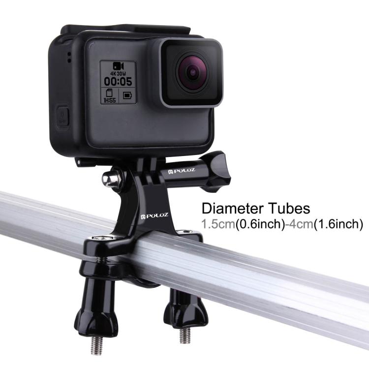 PULUZ Universal Bike Motorcycle Handlebar Mount with Screw for PULUZ Action Sports Cameras Jaws Flex Clamp Mount for GoPro, Insta360, DJI and Other Action Cameras(Black)