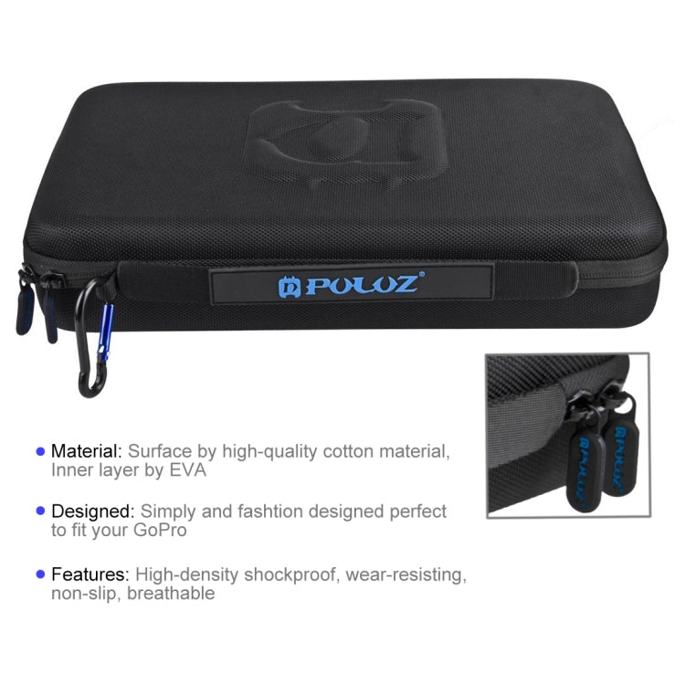 PULUZ Water-resistant Carrying and Travel Case for GoPro, Insta360, DJI and Other Action Cameras Accessories, Large Size: 32cm x 22cm x 7cm