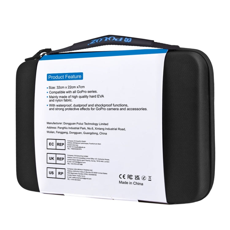 PULUZ Water-resistant Carrying and Travel Case for GoPro, Insta360, DJI and Other Action Cameras Accessories, Large Size: 32cm x 22cm x 7cm