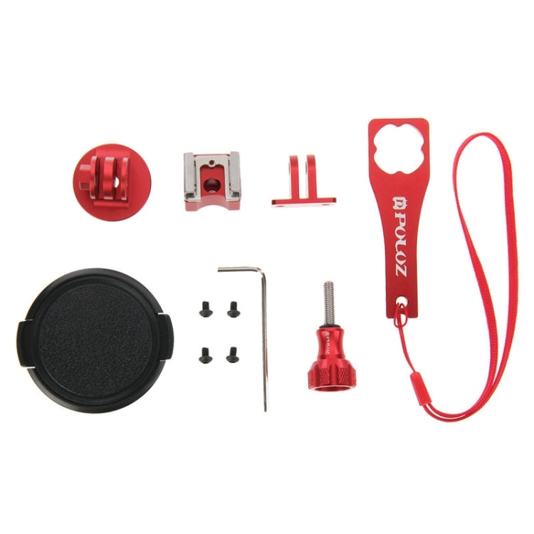 PULUZ Housing Shell CNC Aluminum Alloy Protective Cage Kit with Metal Wrench & Lens Cap & Screw & Tripod Adapter for GoPro HERO5 Session /HERO4 Session /HERO Session(Red) - free shipping - PMC TechLife - Order now!