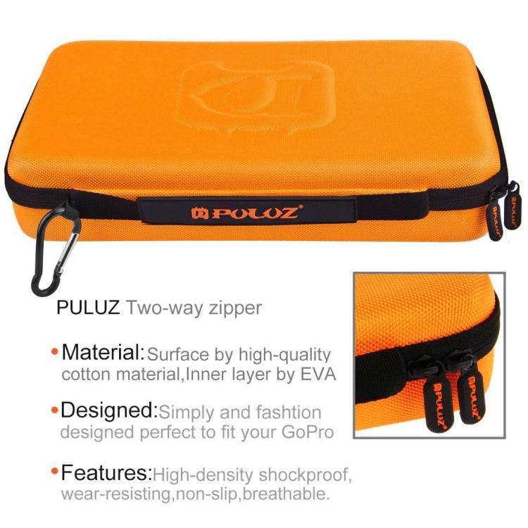 PULUZ Water-resistant Carrying and Travel Case for for GoPro, Insta360, DJI and Other Action Cameras Accessories, Large Size: 32cm x 22cm x 7cm(Orange)