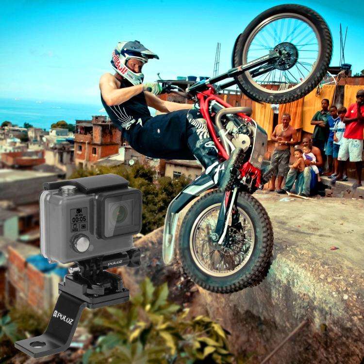 PULUZ Fixed Metal Motorcycle Holder Mount for GoPro, Insta360, DJI and Other Action Cameras(Black) - Holder by PULUZ | Online Shopping South Africa | PMC TechLife | Buy Now Pay Later Mobicred