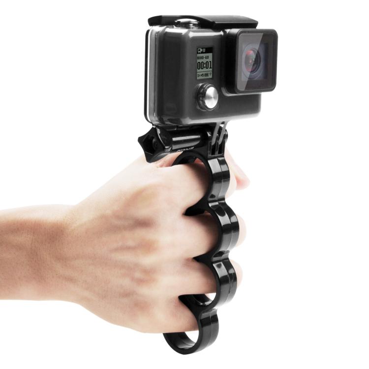 PULUZ Handheld Plastic Knuckles Fingers Grip Ring Monopod Tripod Mount with Thumb Screw for GoPro, Insta360, DJI and Other Action Cameras(Black) - Stabilizer Grip by PULUZ | Online Shopping South Africa | PMC TechLife | Buy Now Pay Later Mobicred