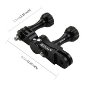 PULUZ CNC Aluminum Ball Joint Mount with 2 Long Screws for GoPro, Insta360, DJI and Other Action Cameras(Black)