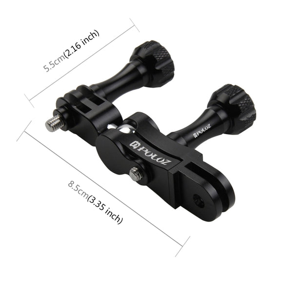PULUZ CNC Aluminum Ball Joint Mount with 2 Long Screws for GoPro, Insta360, DJI and Other Action Cameras(Black)