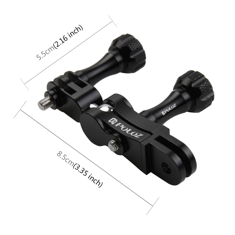 PULUZ CNC Aluminum Ball Joint Mount with 2 Long Screws for GoPro, Insta360, DJI and Other Action Cameras(Black)