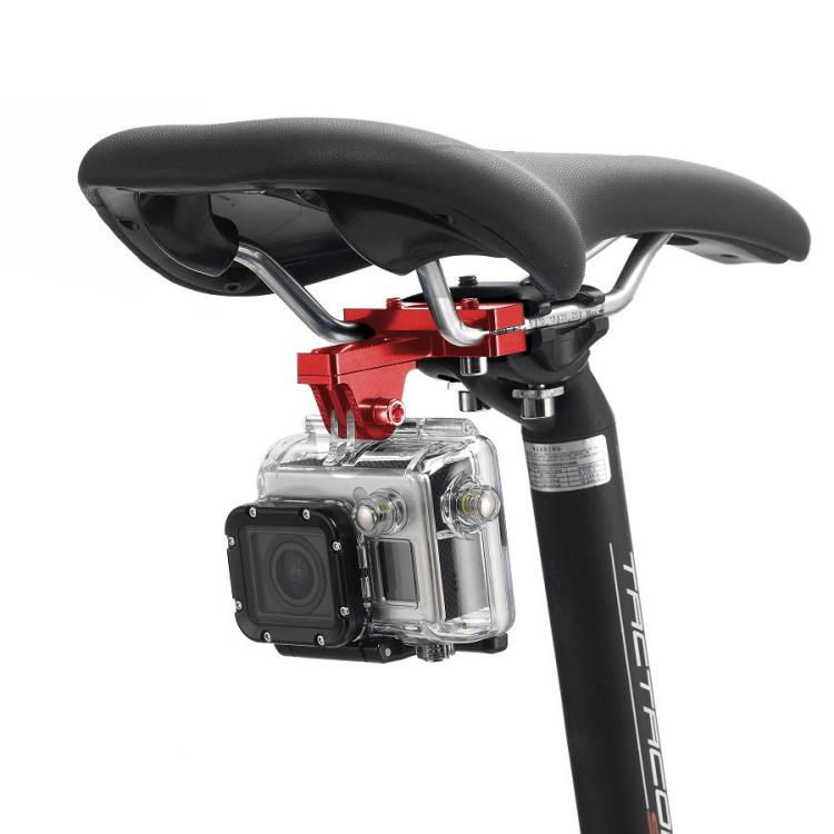 PULUZ Aluminium Alloy Bike Seat Cushion Mount for for GoPro Hero12 Black / Hero11 /10 /9 /8 /7 /6 /5, Insta360 Ace / Ace Pro, DJI Osmo Action 4 and Other Action Cameras(Red) - Bicycle Handlebar Mount by PULUZ | Online Shopping South Africa | PMC TechLife | Buy Now Pay Later Mobicred