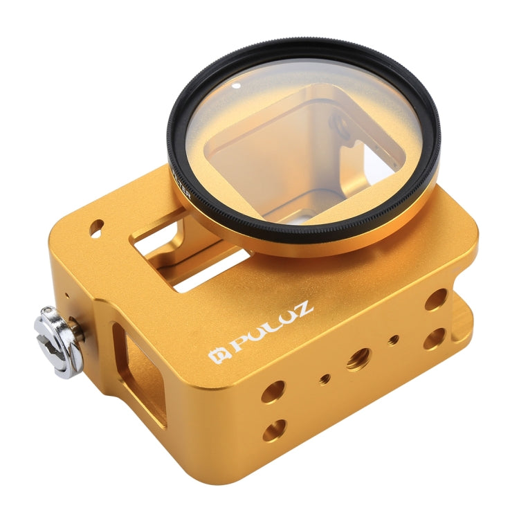 PULUZ Housing Shell CNC Aluminum Alloy Protective Cage with Insurance Frame & 52mm UV Lens for GoPro HERO(2018) /7 Black /6 /5(Gold) - free shipping - PMC TechLife - Order now!