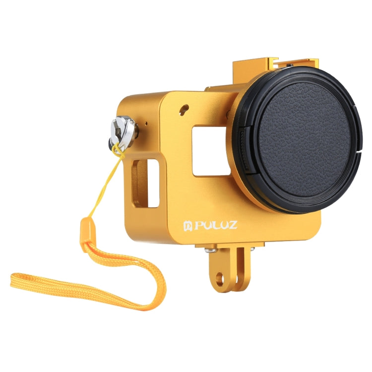 PULUZ Housing Shell CNC Aluminum Alloy Protective Cage with Insurance Frame & 52mm UV Lens for GoPro HERO(2018) /7 Black /6 /5(Gold) - free shipping - PMC TechLife - Order now!