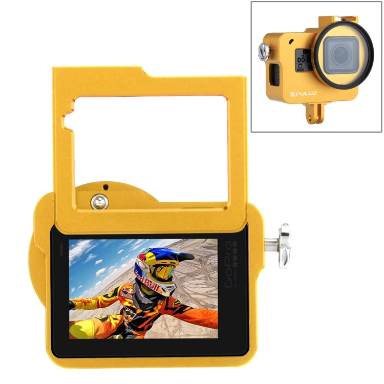 PULUZ Housing Shell CNC Aluminum Alloy Protective Cage with Insurance Frame & 52mm UV Lens for GoPro HERO(2018) /7 Black /6 /5(Gold) - free shipping - PMC TechLife - Order now!