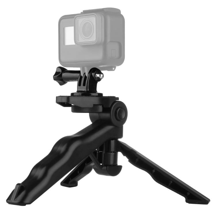 PULUZ Grip Folding Tripod Mount with Adapter & Screws for GoPro, Insta360, DJI and Other Action Cameras, Load Max: 2kg(Black) - Portable Mini Tripod by PULUZ | Online Shopping South Africa | PMC TechLife | Buy Now Pay Later Mobicred