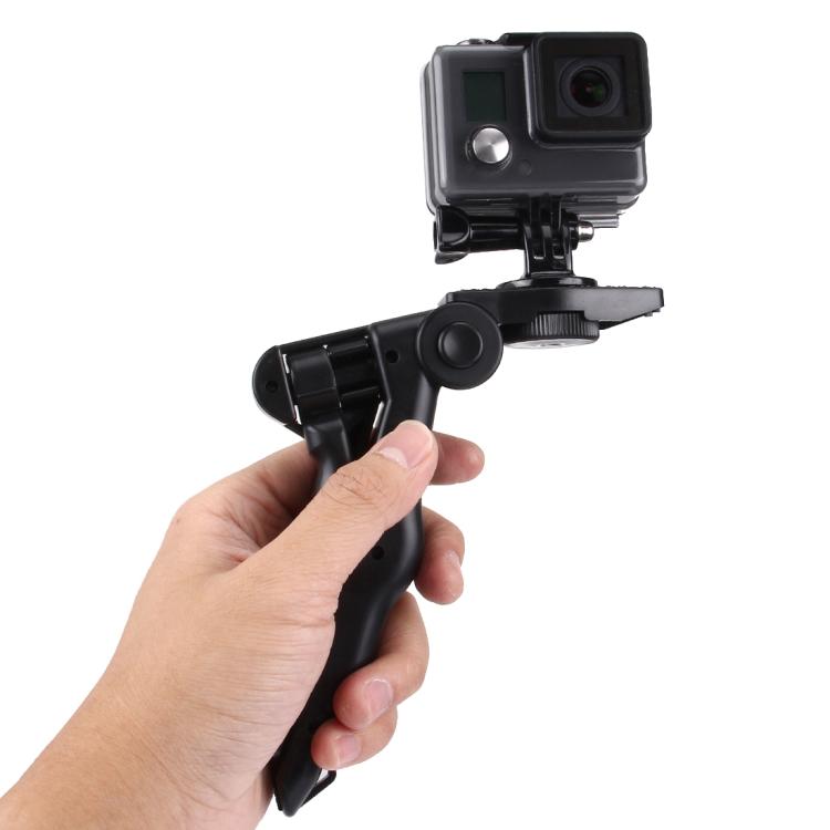 PULUZ Grip Folding Tripod Mount with Adapter & Screws for GoPro, Insta360, DJI and Other Action Cameras, Load Max: 2kg(Black) - Portable Mini Tripod by PULUZ | Online Shopping South Africa | PMC TechLife | Buy Now Pay Later Mobicred