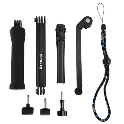 PULUZ 3-Way Grip Foldable Tripod Selfie-stick Extension Monopod for GoPro, Insta360 ONE R, DJI Osmo Action and Other Action Cameras, Length: 20-58cm - free shipping - PMC Jewellery - Order now!