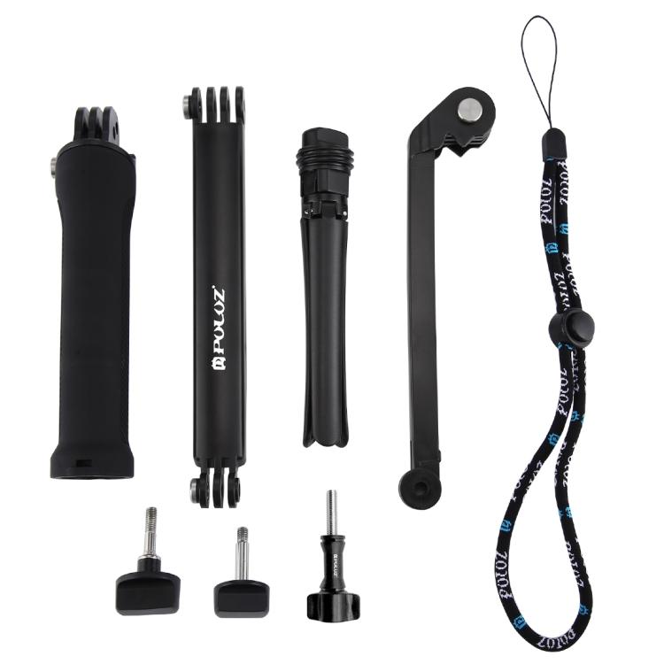 PULUZ 3-Way Grip Foldable Tripod Selfie-stick Extension Monopod for GoPro, Insta360 ONE R, DJI Osmo Action and Other Action Cameras, Length: 20-58cm