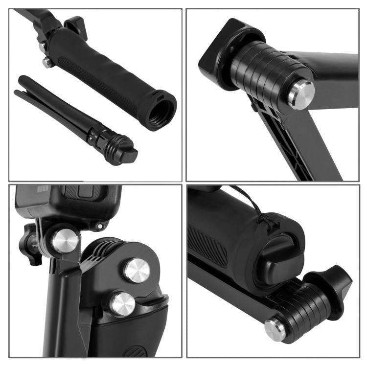 PULUZ 3-Way Grip Foldable Tripod Selfie-stick Extension Monopod for GoPro, Insta360 ONE R, DJI Osmo Action and Other Action Cameras, Length: 20-58cm