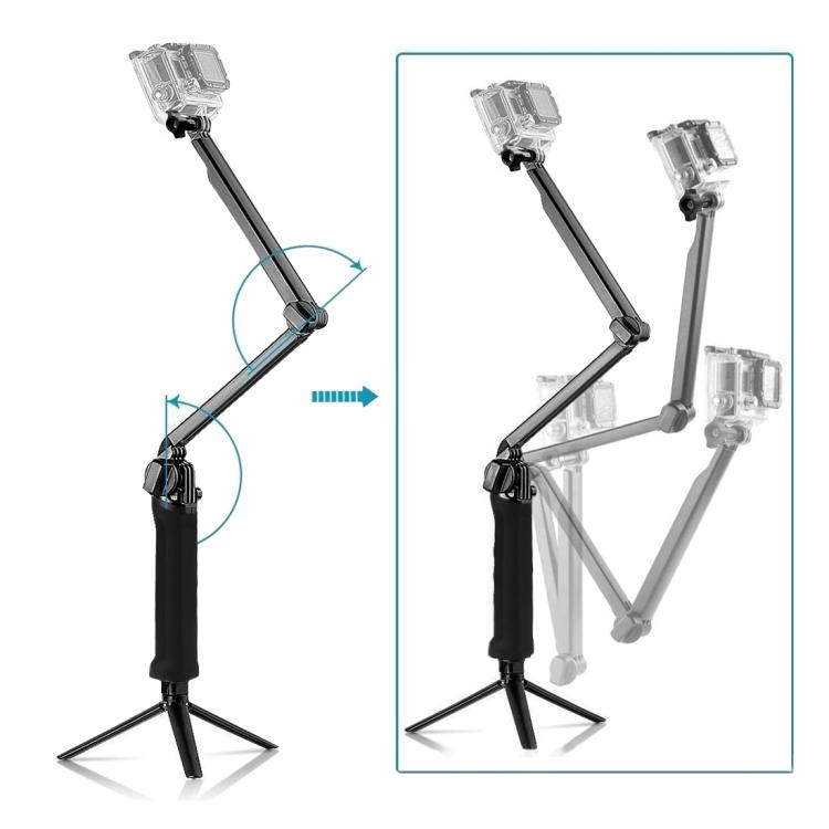PULUZ 3-Way Grip Foldable Tripod Selfie-stick Extension Monopod for GoPro, Insta360 ONE R, DJI Osmo Action and Other Action Cameras, Length: 20-58cm - free shipping - PMC Jewellery - Order now!