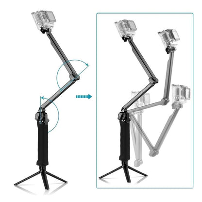 PULUZ 3-Way Grip Foldable Tripod Selfie-stick Extension Monopod for GoPro, Insta360 ONE R, DJI Osmo Action and Other Action Cameras, Length: 20-58cm - free shipping - PMC Jewellery - Order now!