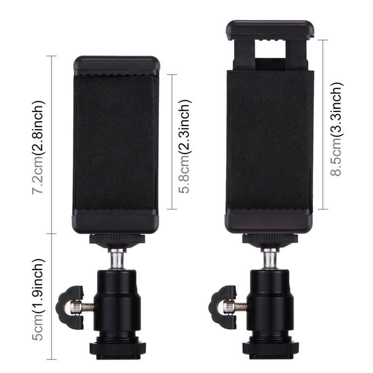 PULUZ 1/4 inch Hot Shoe Tripod Head +  Tripod Stand Clamp for iPhone, Samsung, Huawei, HTC, 5.5cm - 8cm Width Smartphones - Stand by PULUZ | Online Shopping South Africa | PMC TechLife | Buy Now Pay Later Mobicred
