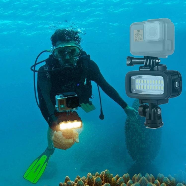 PULUZ 20 LEDs 40m Waterproof IPX8 Studio Light Video & Photo Light with Hot Shoe Base Adapter & Quick Release Buckle & Long Screw & 2 x Filter Plates for GoPro HERO10 Black / HERO9 Black / HERO8 Black ... n /4 /3+ /3 /2 /1, Xiaoyi and Other Action Cameras - free shipping - PMC TechLife - Order now!