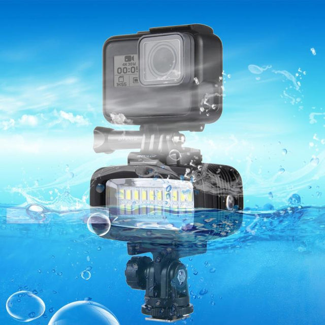 PULUZ 20 LEDs 40m Water-resistant IPX8 Studio Light Video & Photo Light with Hot Shoe Base Adapter & Quick Release Buckle & Long Screw & 2 x Filter Plates for GoPro HERO10 Black / HERO9 Black / HERO8 Black ... n /4 /3+ /3 /2 /1, Xiaoyi and Other Action Cameras