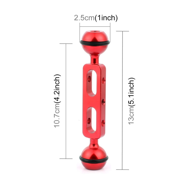 PULUZ 5.1 inch 13cm Aluminum Alloy Dual Balls Arm, Ball Diameter: 25mm(Red) - free shipping - PMC Jewellery - Order now!