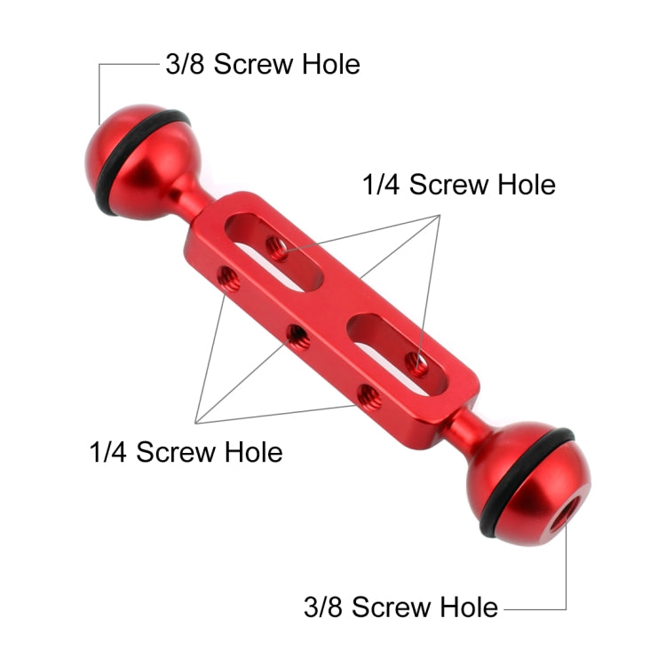 PULUZ 5.1 inch 13cm Aluminum Alloy Dual Balls Arm, Ball Diameter: 25mm(Red)