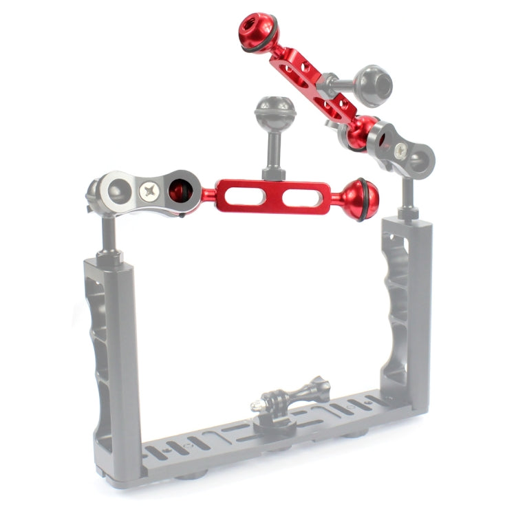 PULUZ 5.1 inch 13cm Aluminum Alloy Dual Balls Arm, Ball Diameter: 25mm(Red)