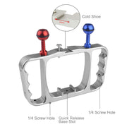 PULUZ Dual Handheld Diving Light Arm CNC Aluminum Mount with Lanyard for GoPro, Insta360, DJI and Other Action Cameras(Silver)