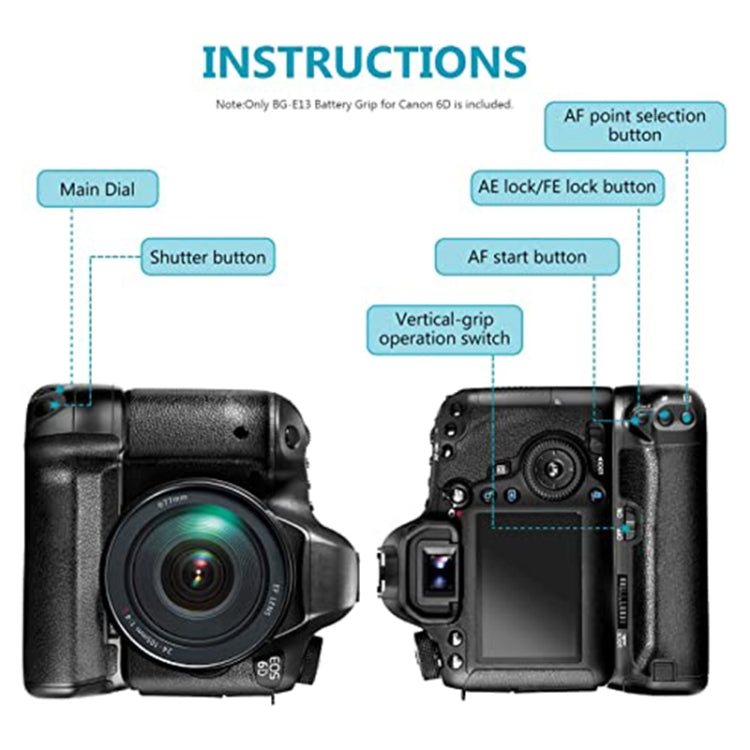 PULUZ Vertical Camera Battery Grip for Canon EOS 6D Mark II - Battery Grip by PULUZ | Online Shopping South Africa | PMC Jewellery | Buy Now Pay Later Mobicred