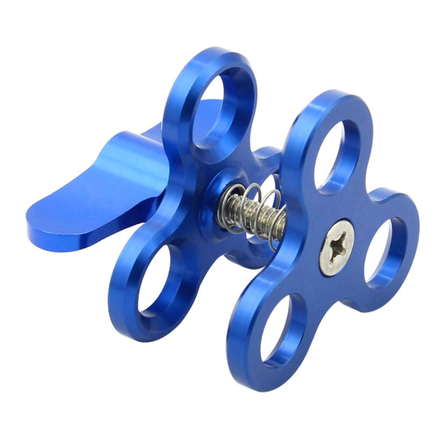 PULUZ Triple Ball Clamp Close Hole Diving Camera Bracket CNC Aluminum Spring Flashlight Clamp for Diving Underwater Photography System(Blue)