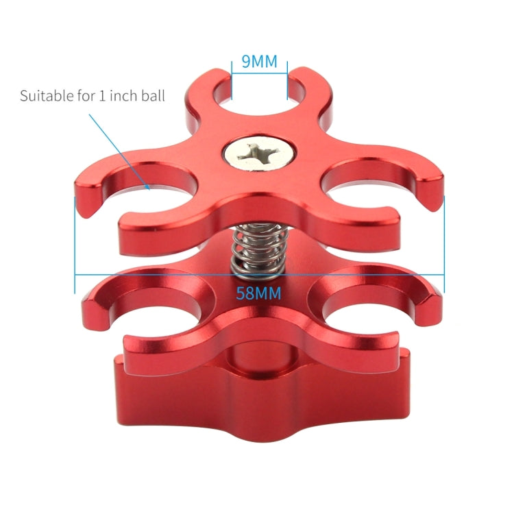 PULUZ Triple Ball Clamp Open Hole Diving Camera Bracket CNC Aluminum Spring Flashlight Clamp for Diving Underwater Photography System(Red) - Diving Accessories by PULUZ | Online Shopping South Africa | PMC Jewellery | Buy Now Pay Later Mobicred