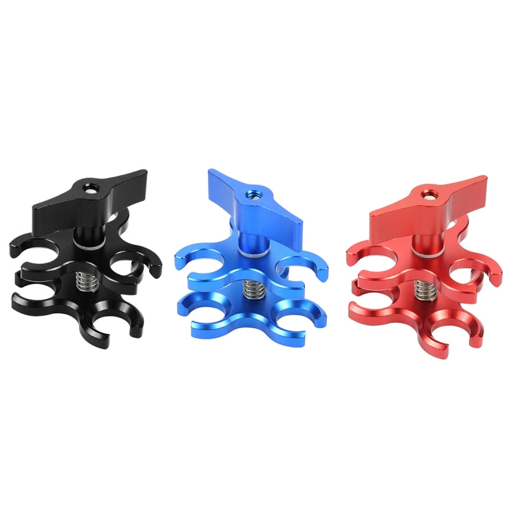 PULUZ Triple Ball Clamp Open Hole Diving Camera Bracket CNC Aluminum Spring Flashlight Clamp for Diving Underwater Photography System(Red) - Diving Accessories by PULUZ | Online Shopping South Africa | PMC Jewellery | Buy Now Pay Later Mobicred