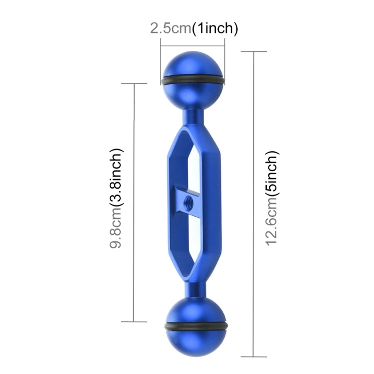 PULUZ 5.0 inch 12.6cm Aluminum Alloy Dual Balls Arm, Ball Diameter: 25mm(Blue) - free shipping - PMC Jewellery - Order now!