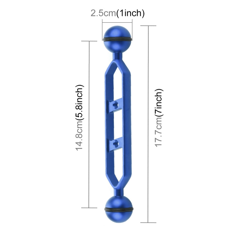 PULUZ 7.0 inch 17.7cm Aluminum Alloy Dual Balls Arm, Ball Diameter: 25mm(Blue) - free shipping - PMC Jewellery - Order now!