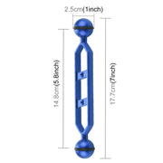 PULUZ 7.0 inch 17.7cm Aluminum Alloy Dual Balls Arm, Ball Diameter: 25mm(Blue)