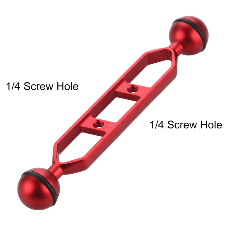 PULUZ 7.0 inch 17.7cm Aluminum Alloy Dual Balls Arm, Ball Diameter: 25mm(Red) - Diving Accessories by PULUZ | Online Shopping South Africa | PMC Jewellery | Buy Now Pay Later Mobicred