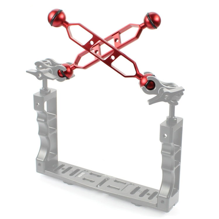 PULUZ 7.0 inch 17.7cm Aluminum Alloy Dual Balls Arm, Ball Diameter: 25mm(Red) - Diving Accessories by PULUZ | Online Shopping South Africa | PMC Jewellery | Buy Now Pay Later Mobicred