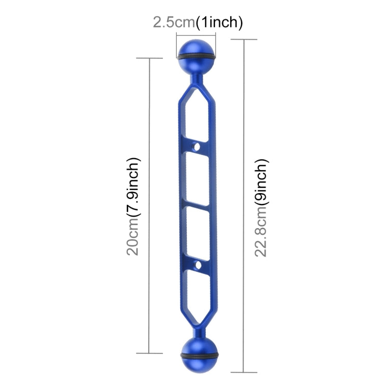 PULUZ 9.0 inch 22.8cm Aluminum Alloy Dual Balls Arm, Ball Diameter: 25mm(Blue) - free shipping - PMC Jewellery - Order now!