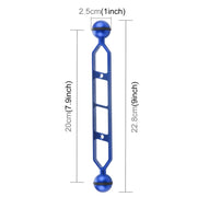 PULUZ 9.0 inch 22.8cm Aluminum Alloy Dual Balls Arm, Ball Diameter: 25mm(Blue)