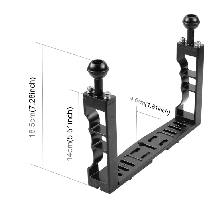 PULUZ Adjustable Diving Dual Hand-held CNC Aluminum Lamp Arm Holder for Diving Underwater Photography System, Upgrade Version - free shipping - PMC Jewellery - Order now!