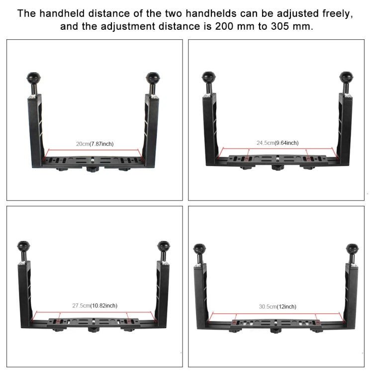 PULUZ Adjustable Diving Dual Hand-held CNC Aluminum Lamp Arm Holder for Diving Underwater Photography System, Upgrade Version - free shipping - PMC Jewellery - Order now!
