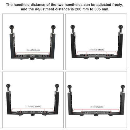 PULUZ Adjustable Diving Dual Hand-held CNC Aluminum Lamp Arm Holder for Diving Underwater Photography System, Upgrade Version - free shipping - PMC Jewellery - Order now!