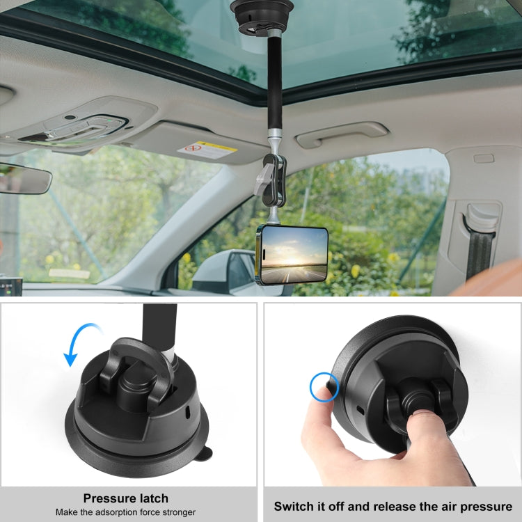 PULUZ Car Suction Cup Arm Mount Phone Tablet Magnetic Holder with Phone Clamp (Black) - Holder by PULUZ | Online Shopping South Africa | PMC TechLife | Buy Now Pay Later Mobicred