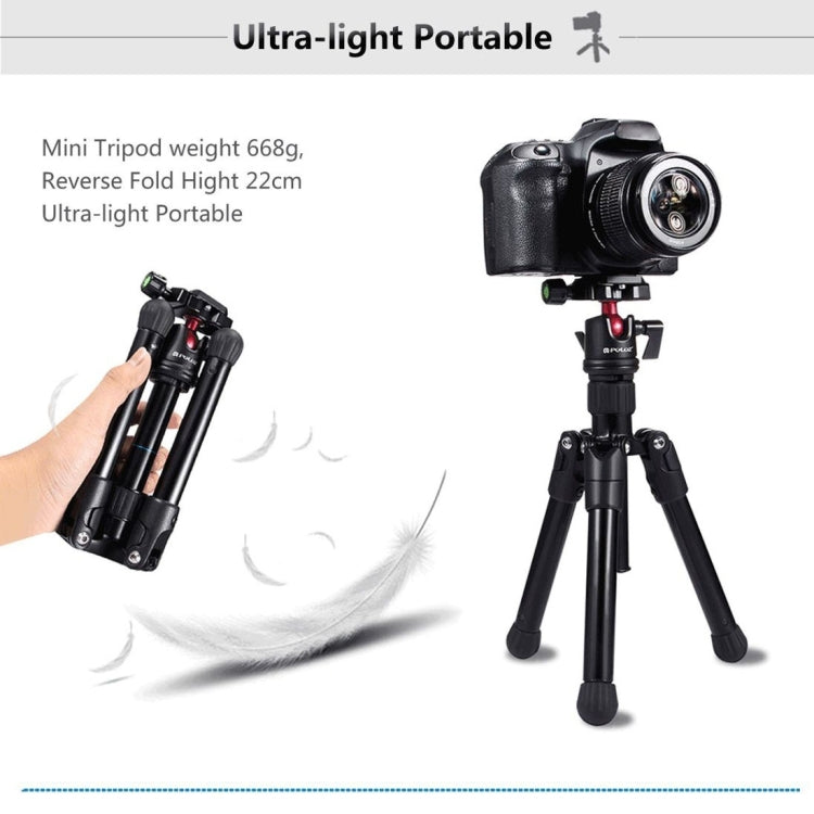 PULUZ  Pocket Mini Microspur Photos Magnesium Alloy Tripod Mount with 360 Degree Ball Head  for DSLR &  Digital Camera, Adjustable Height: 24.5-57cm, Load Max: 3kg - free shipping - PMc TechLife - Order now!