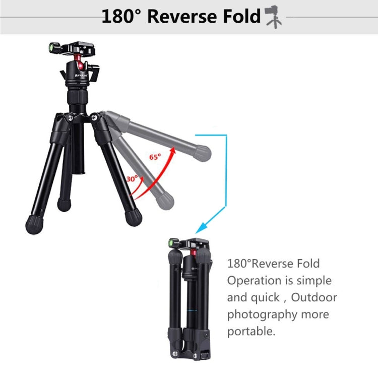 PULUZ  Pocket Mini Microspur Photos Magnesium Alloy Tripod Mount with 360 Degree Ball Head  for DSLR &  Digital Camera, Adjustable Height: 24.5-57cm, Load Max: 3kg