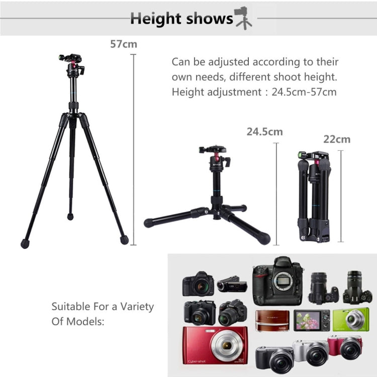 PULUZ  Pocket Mini Microspur Photos Magnesium Alloy Tripod Mount with 360 Degree Ball Head  for DSLR &  Digital Camera, Adjustable Height: 24.5-57cm, Load Max: 3kg - free shipping - PMc TechLife - Order now!